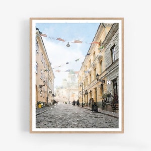 Helsinki Finland Wall Art City Painting Digital Printable Street Watercolor Print Poster Neutral Decor Finish 5x7, 8x10, 11x14, 16x20, 18x24
