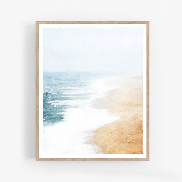 Abstract Beach Art Coastal Watercolor Painting Digital Printable Download, Serene Ocean Print Peaceful Spa 5x7, 8x10, 11x14, 16x20, 18x24