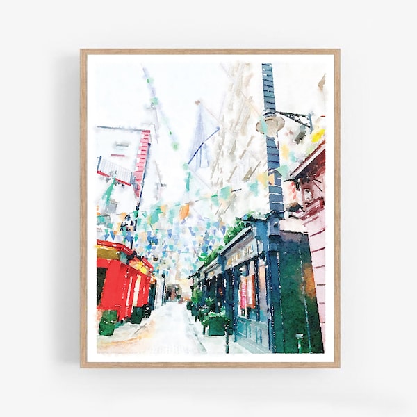 Dublin Ireland Mercantile on Dame Street Watercolor Print Digital Download, Pub Buildings Wall Art Painting 5x7, 8x10, 11x14, 16x20, 18x24