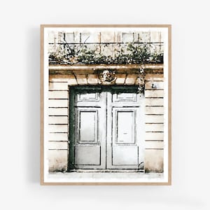 Old Doors Parisian Aesthetic Watercolor Painting Muted Wall Art Digital Printable, French Print Paris Wall Art 5x7, 8x10, 11x14, 16x20 18x24