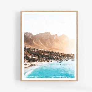 Cape Town South Africa Clifton Beach Watercolor Painting Digital Download Neutral Print Wall Art Poster Decor 5x7, 8x10, 11x14, 16x20, 18x24