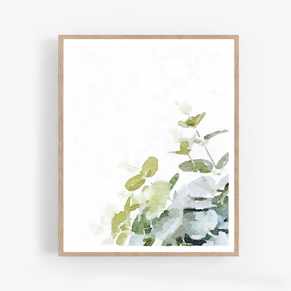 Eucalyptus Plant Botanical Watercolor Wall Art, Printable Digital Download, Print, Poster, Nursery Art, Spa, 5x7, 8x10, 11x14, 16x20, 18x24