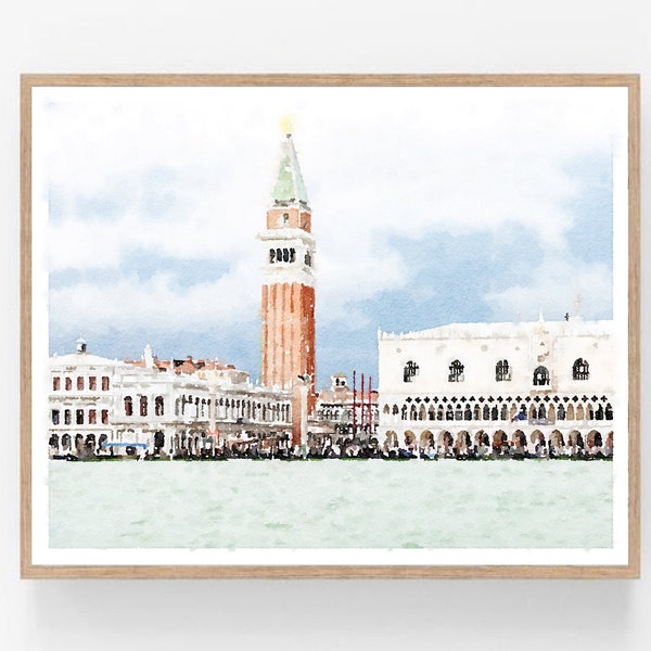 Venice Italy Print Digital Download, St. Mark's Square Basilica Campanile Piazza San Marco, Travel Wall Art 5x7, 8x10, 11x14, 16x20, 18x24