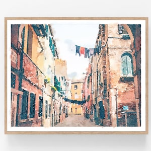 European Wall Art Venice Painting Laundry Print Digital Printable Download, Travel Neutral Old World Italy Decor 5x7 8x10 11x14 16x20 18x24