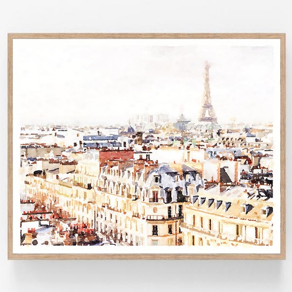 Paris Print, France Wall Art Digital Printable, Neutral Photography Painting French Decor, Street Landscape 5x7, 8x10, 11x14, 16x20, 18x24