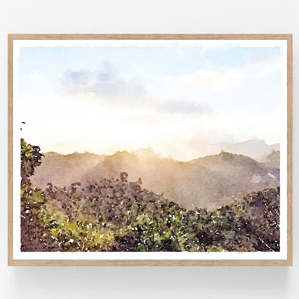 Ciales Puerto Rico Wall Art Tropical Island Landscape Mountain Decor Digital Download Printable Watercolor Print 5x7 8x10 11x14 16x20 18x24