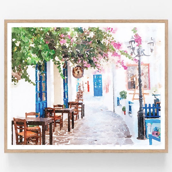 Milos Greece Wall Art Watercolor Painting Download Printable Summer Island Tropical Decor Greek Islands Print 5x7, 8x10, 11x14, 16x20, 18x24