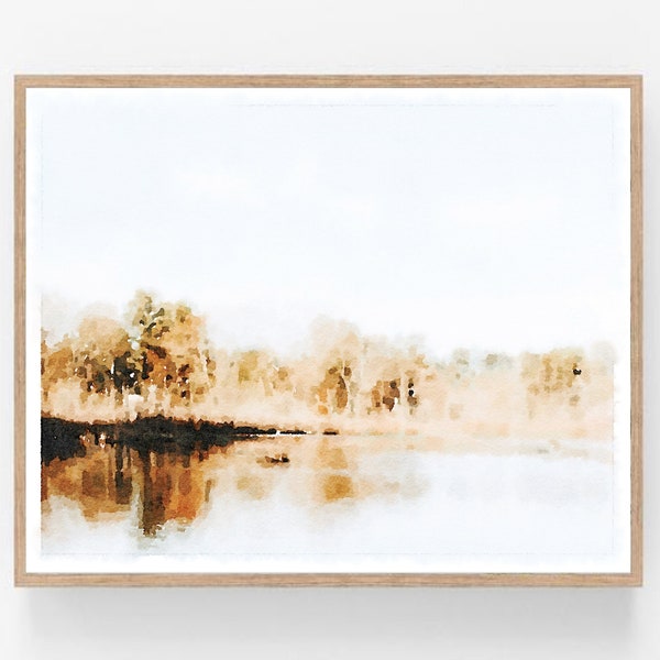 Watercolor Neutral Landscape Painting, Muted Color Wall Art Digital Printable Download, Soft Wall Art Print Decor 5x7 8x10 11x14 16x20 18x24