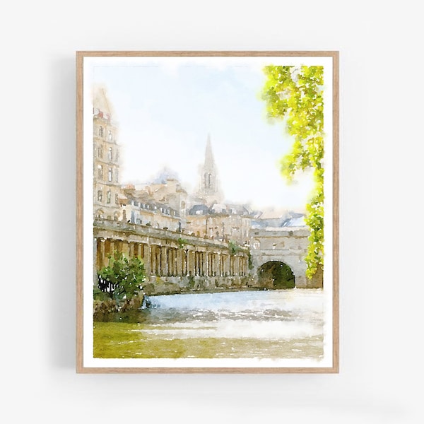 Bath United Kingdom England Printable Wall Art Download, Europe Travel Wall Art, English Decor Painting Print 5x7, 8x10, 11x14, 16x20, 18x24