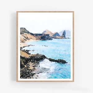 Galapagos Islands Watercolor Painting Digital Download Printable Wall Art, Tropical Wall Art, Island Decor 5x7, 8x10, 11x14, 16x20, 18x24