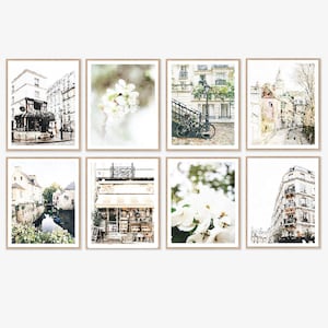 Neutral Black White Paris France Botanical Set of 8 Gallery Wall Art Watercolor Prints, French Digital Download, Bestseller Art, 8x10, 11x14