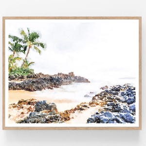Hawaii Wall Art Maui Print Watercolor Island Decor Digital Printable Tropical Palm Tree Beach Travel Painting 5x7, 8x10, 11x14, 16x20, 18x24
