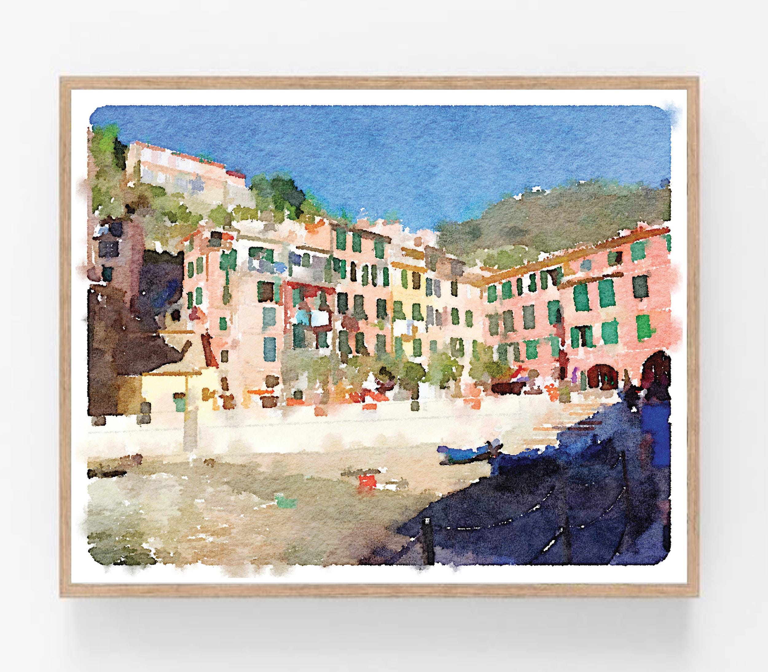 Cinque Terre Wall Art Print Decor Set Vernazza Italy Watercolor Italy ...