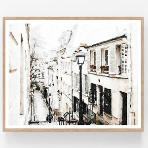 Parisian Decor Paris France Print Digital Download, Black White French Poster, Architecture Street Buildings 5x7, 8x10, 11x14, 16x20, 18x24 image 3