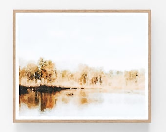 Watercolor Neutral Landscape Painting, Muted Color Wall Art Digital Printable Download, Soft Wall Art Print Decor 5x7 8x10 11x14 16x20 18x24