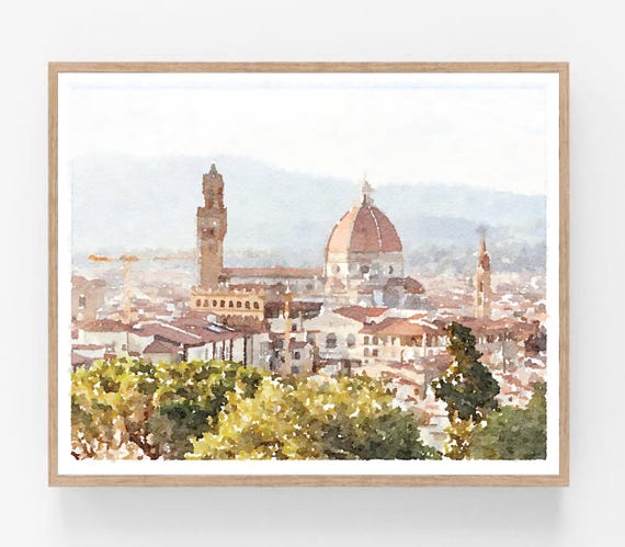 フィレンツェ イタリア ウォールアート 水彩 デジタル印刷可能