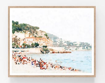 Art mural plage Côte d'Azur imprimable numérique, Nice France paysage impression photographie Europe côtière Decor 5 x 7, 8 x 10, 11 x 14, 16 x 20, 18 x 24