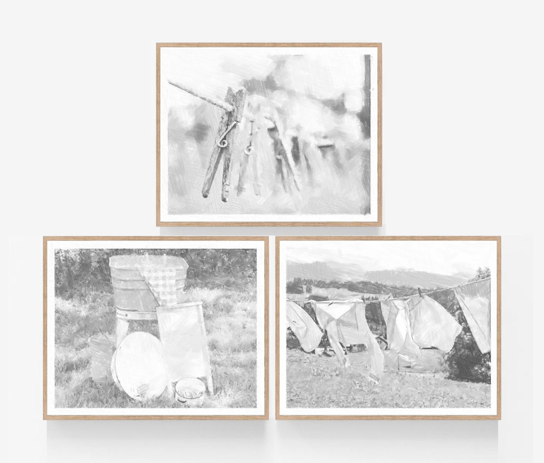 Black and White Laundry Room Gallery Wall Art Set of 3 Printable ...