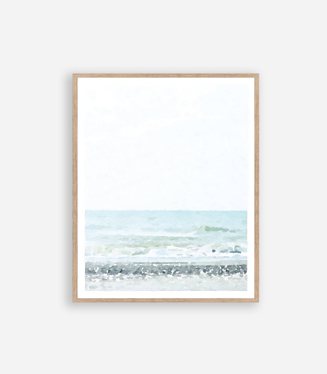 Abstract Calm Ocean Waves Watercolor Digital Download Wall Art, Neutral