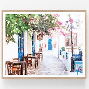 Milos Greece Wall Art Watercolor Painting Download Printable Summer Island Tropical Decor Greek Islands Print 5x7, 8x10, 11x14, 16x20, 18x24