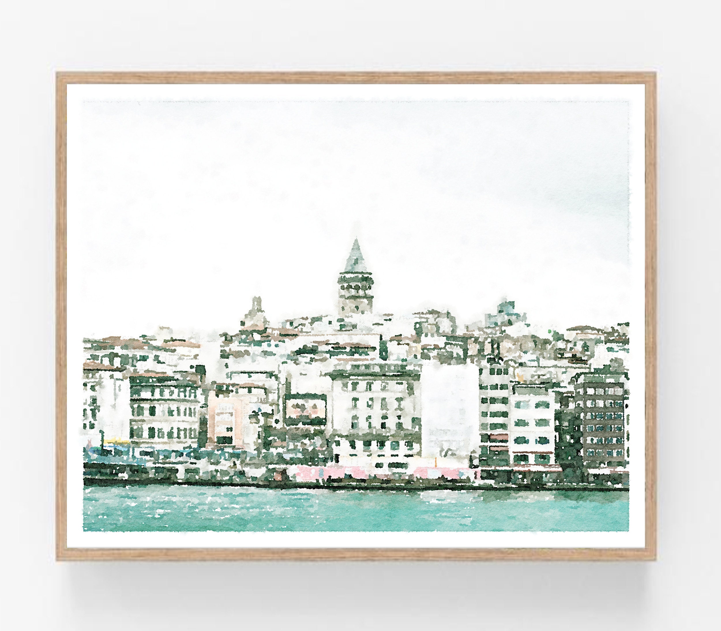 Istanbul Turkey Watercolor Wall Art Digital Printable Neutral Etsy