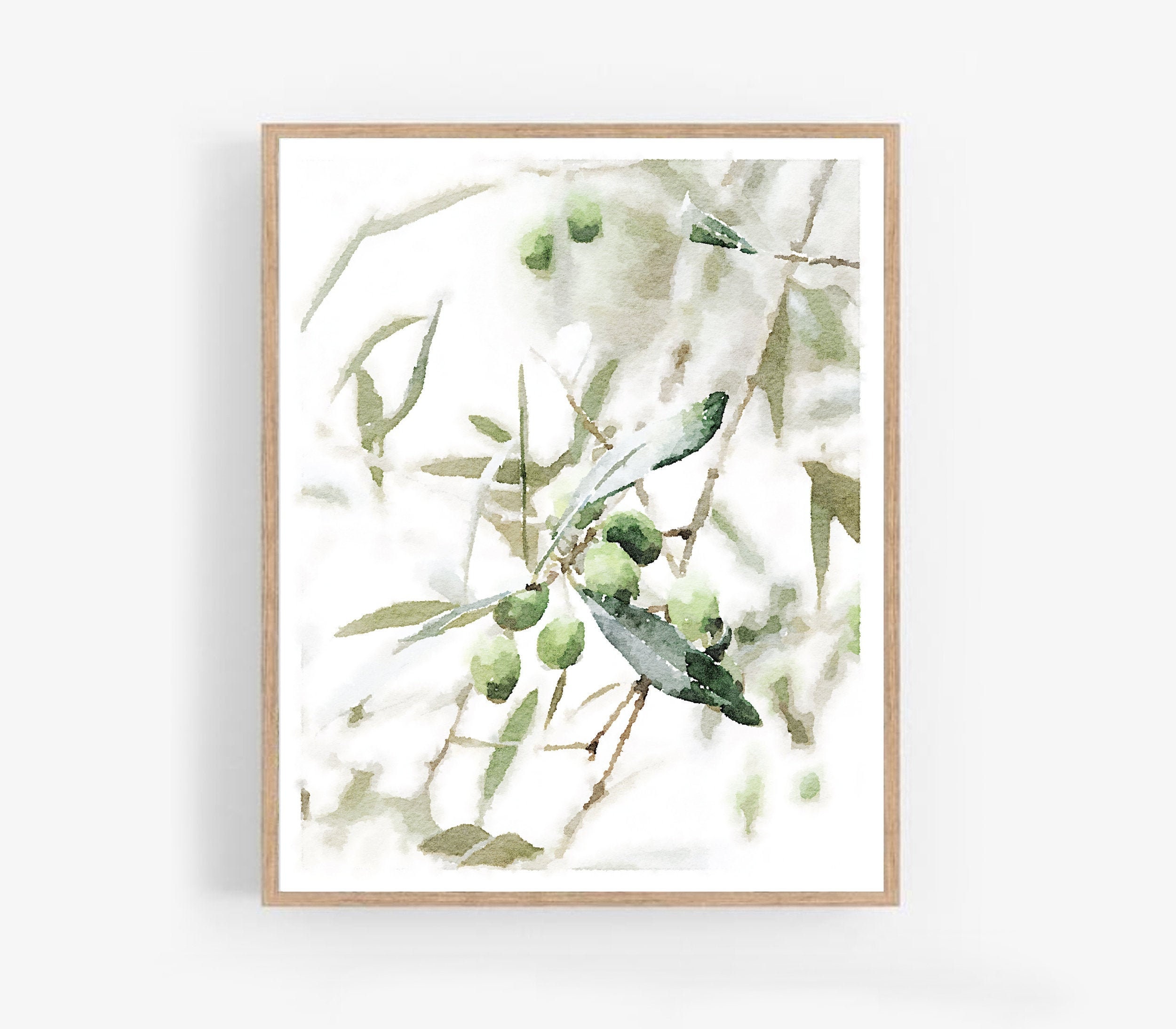 Olive Branch Watercolor Wall Art Digital Download, Neutral Tree Print Rustic Country Farmhouse Decor Artwork 5x7, 8x10, 11x14, 16x20, 18x24