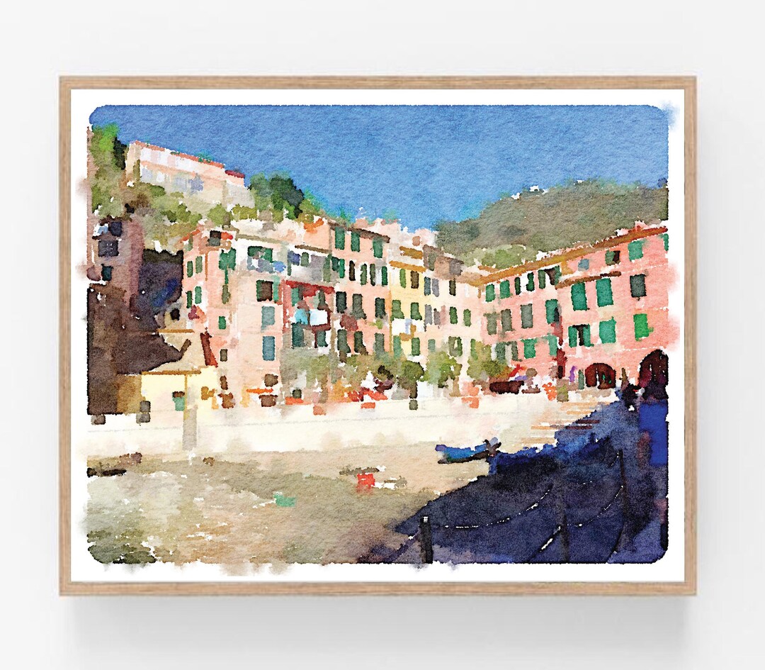 Italy Print, Cinque Terre Wall Art Decor Set Vernazza Italy Watercolor ...