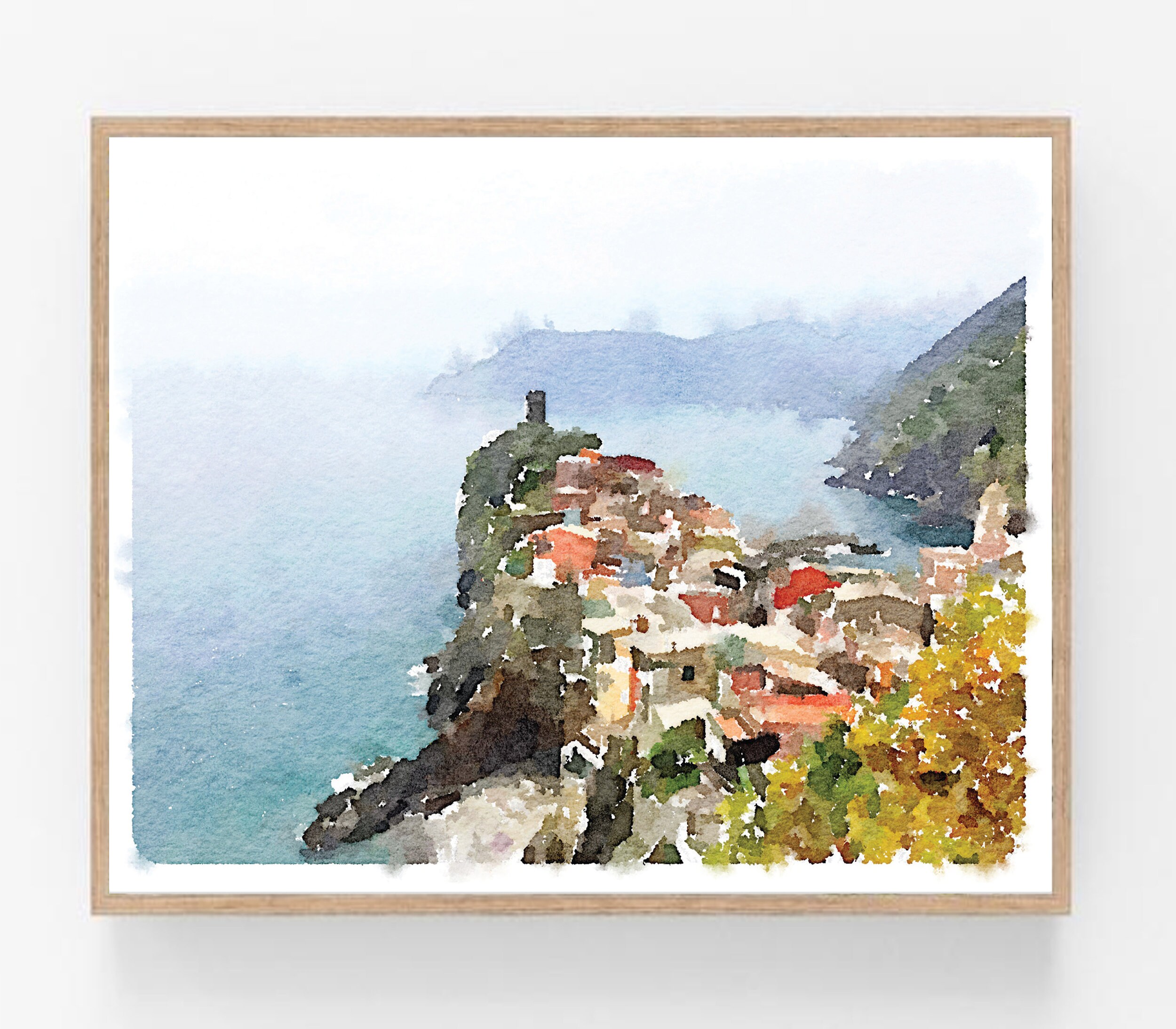 Cinque Terre Set of 4 Wall Art Print Decor Vernazza Italy Watercolor ...
