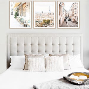 Paris Prints Digital Printable Set of 3, Paris France Cafe, Cityscape Streets Buildings Architecture, Neutral French Decor 5x7, 8x10, 11x14