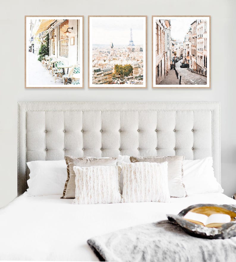 Paris Prints Digital Printable Set of 3, Paris France Cafe, Cityscape Streets Buildings Architecture, Neutral French Decor 5x7, 8x10, 11x14