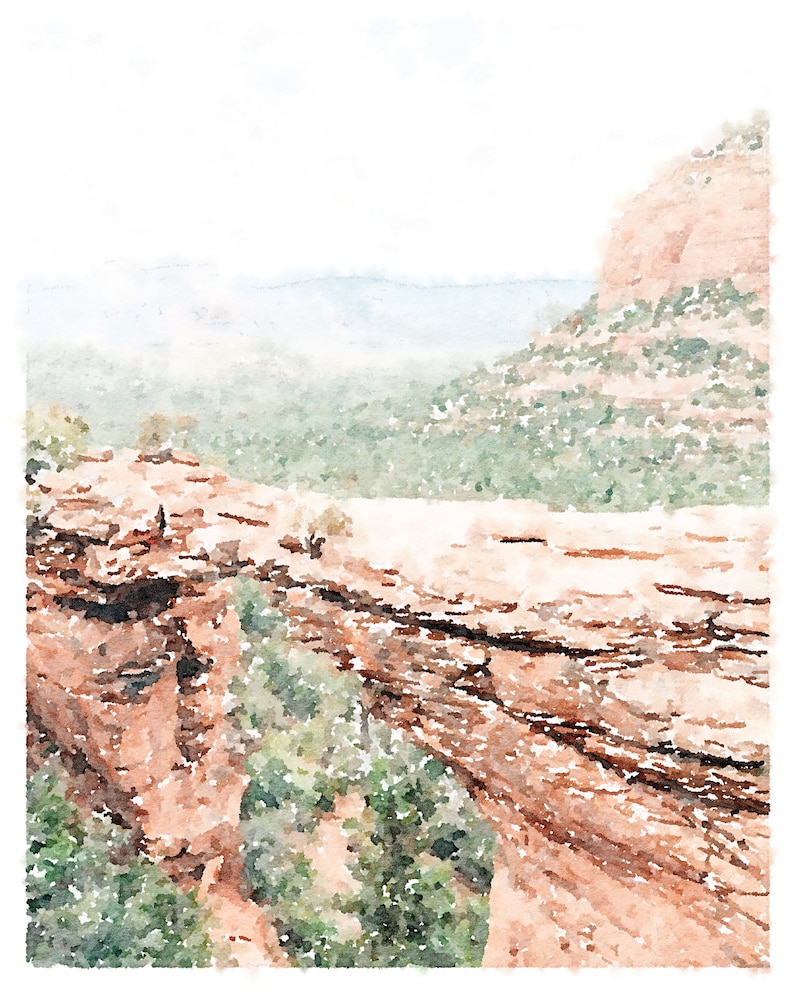 Sedona Arizona Wall Art Watercolor Print Landscape Painting Etsy