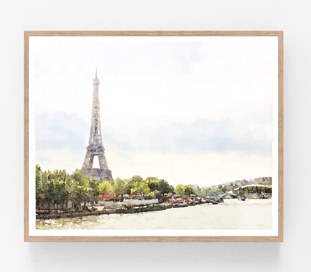 Paris Print Digital Printable Download, Watercolor Travel Wall Art ...