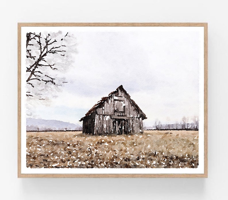 Set of 4 Farmhouse Prints Barn Watercolor Wall Art Digital Etsy