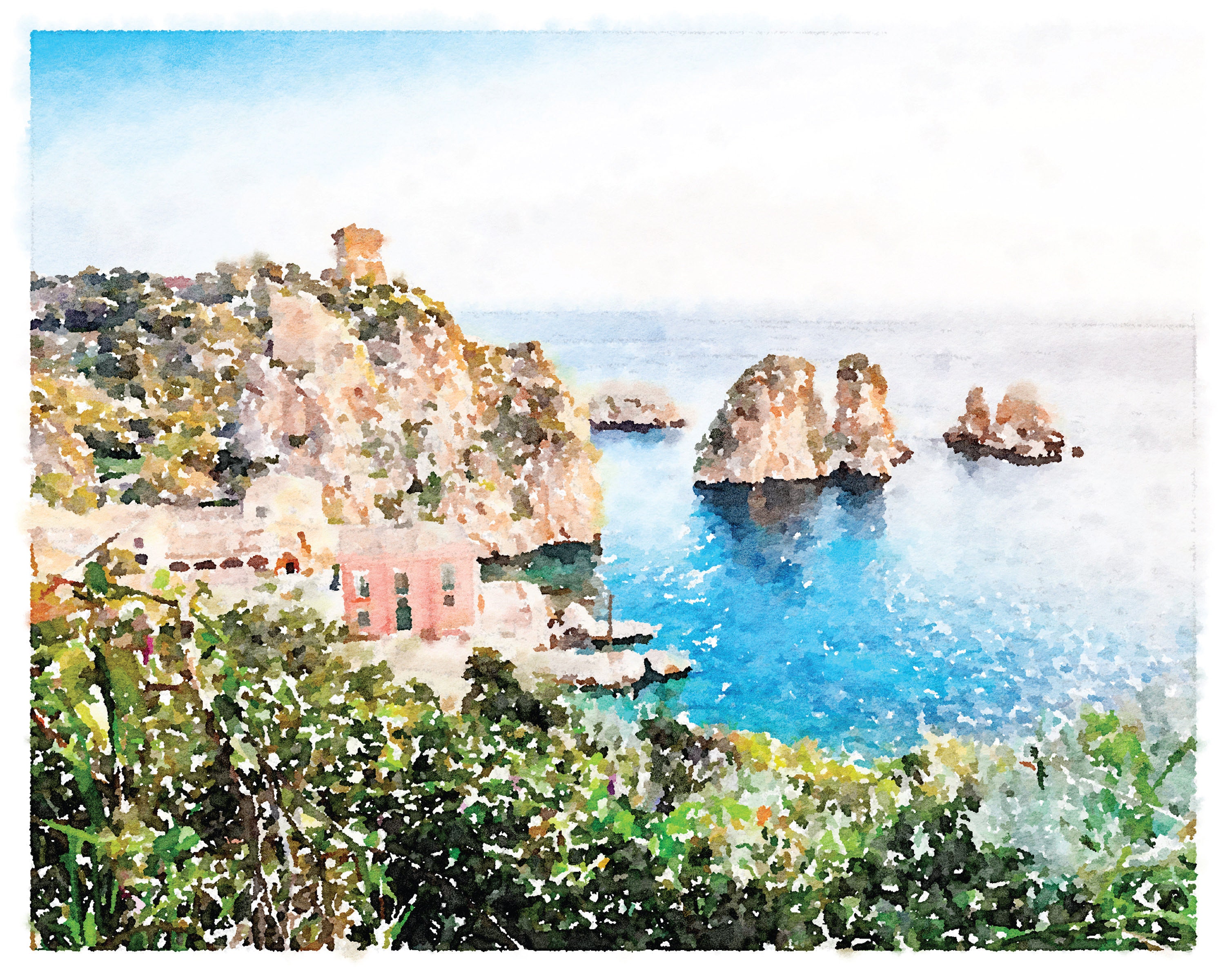 Tonnara Di Scopello Sicily Italy Watercolor Print Digital Download