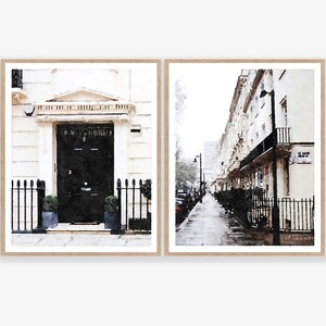 Belgravia, Londra, Belgrave Square, set di 2 stampe murali in acquerello, stampabili digitalmente, stampa di edifici di strada neutri Westminster, Regno Unito, 5x7 8x10 11x14