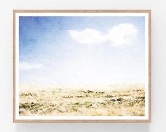 Abstract Art Meadow Painting Watercolor Print Digital Printable, Landscape Wall Art, Calming Neutral Decor 5x7, 8x10, 11x14, 16x20, 18x24