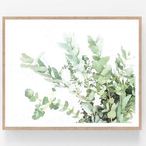 Eucalyptus Leaves Bunch Watercolor Print Digital Download, Botanical Wall Art, Country Farmhouse Spa Decor 5x7, 8x10, 11x14, 16x20, 18x24