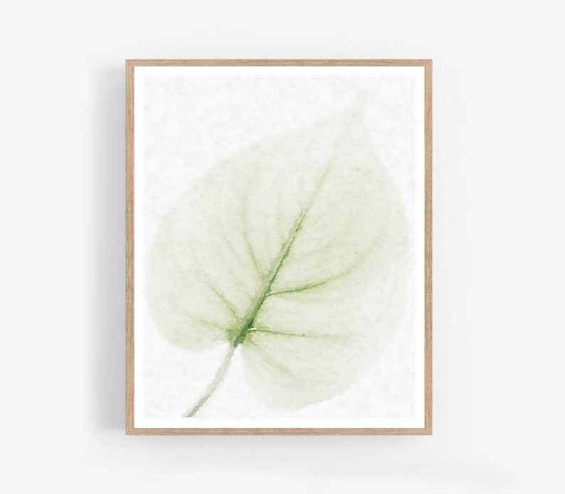 Neutral Watercolor Leaf Wall Art Digital Download Botanical Etsy