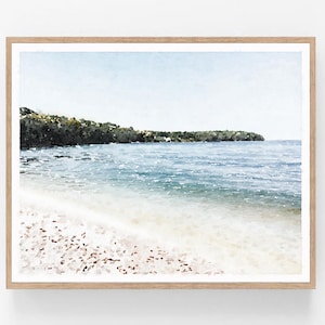 Lake Michigan Beach Printable Wall Art Watercolor Painting, Great Lakes, Muted Peaceful Lake Art Print Decor 5x7, 8x10, 11x14, 16x20, 18x24
