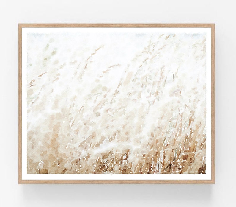 Neutral Abstract Wheat Grass Watercolor Wall Art Print - Etsy