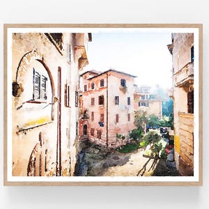 Italy Rome Painting Watercolor Digital Printable, Neutral Decor Travel European Wall Art Italian Print Europe 5x7, 8x10, 11x14, 16x20 18x24