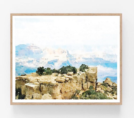 Grand Canyon National Park Print Landscape Printable, Watercolor Painting Mountain Wall Art Rustic Home Decor 5x7, 8x10, 11x14, 16x20, 18x24