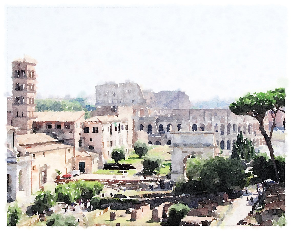 Rome Italy Colosseum Print Watercolor Wall Art Digital - Etsy