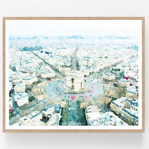 Paris City Print Arc de Triomphe France Art Digital Printable Watercolor Painting French Poster Artwork Decor 5x7, 8x10, 11x14, 16x20, 18x24