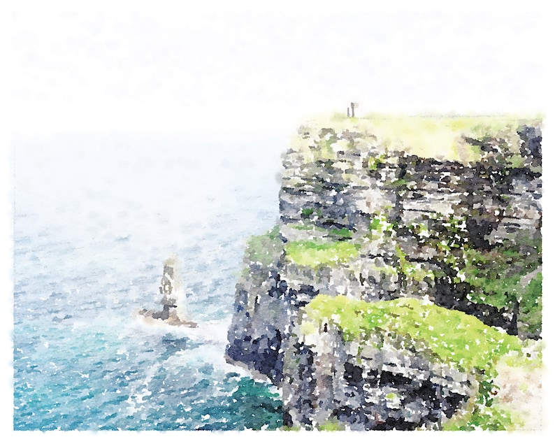 Cliffs of Moher Ireland Wall Art Watercolor Print Digital Etsy