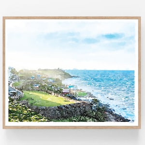 Puerto Rico Wall Art Coastal Decor Watercolor Printable Puerto Rican Art Print Tropical Painting Island El Morrow 5x7 8x10 11x14 16x20 18x24