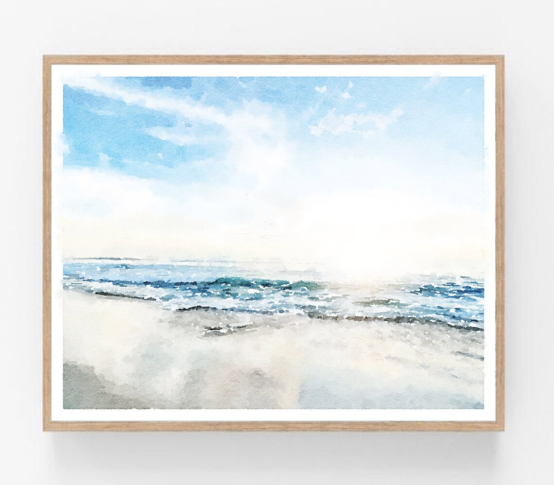 Beach Print Coastal Watercolor Wall Art Digital Printable Etsy