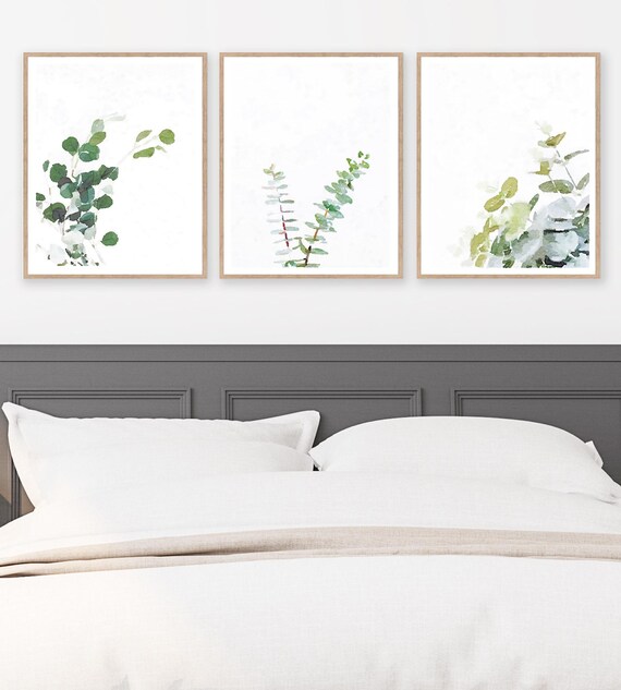 Botanik Aquarell Eukalyptus Druck Im Din A4 Format - 3-teiliges Poster-Set Ohne Rahmen, Perfekt Für Grüne Deko