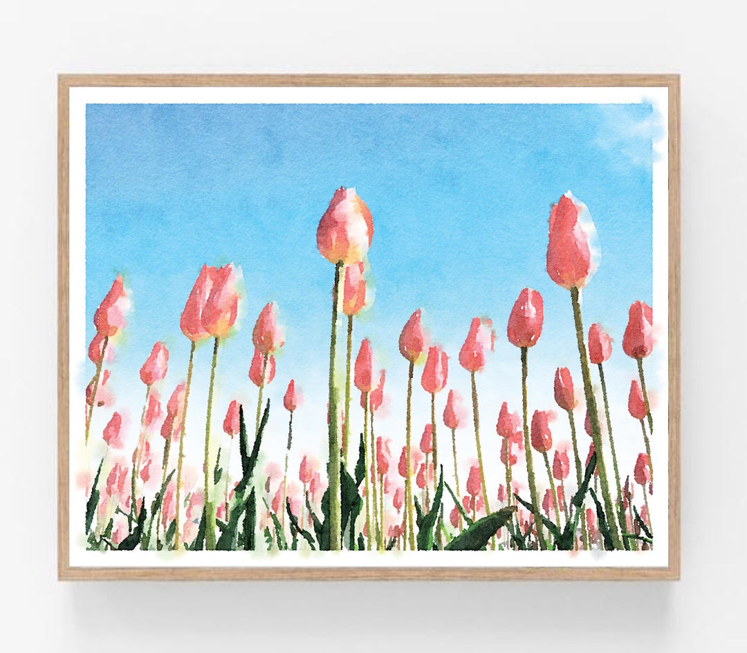 Tulips Watercolor Painting Digital Printable, Floral Wall Art, Spring ...
