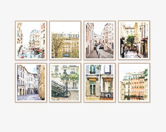 Paris France Provence Avignon Neutral Watercolor Gallery Wall Art Prints Set of 8 Digital Printable Buildings Street French Decor 8x10 11x14